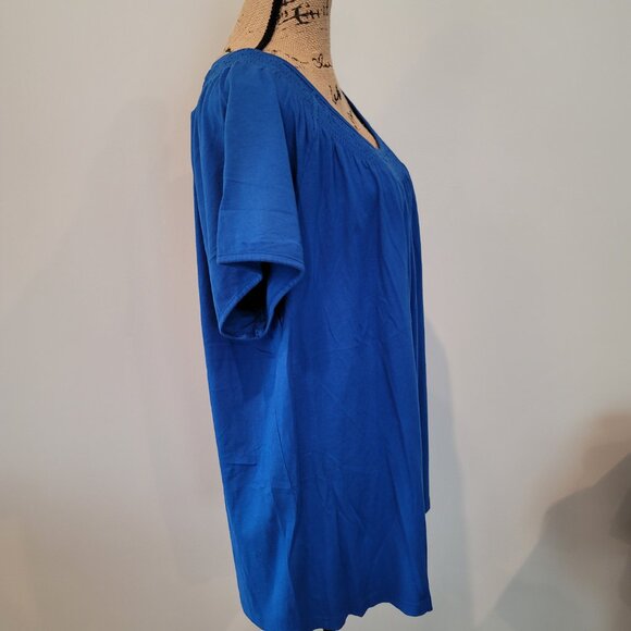 ***Kim Rogers Size 2X Beautiful Blue Short Sleeve Blouse*** - Picture 2 of 9